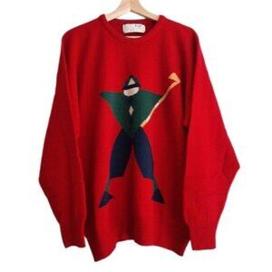 PRINGLE of Scotland Geometric George Golf Sweater Red Nick Faldo Men's Sz XL